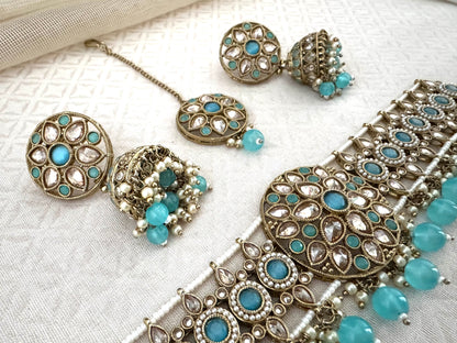 INAYA TURQUOISE BLUE CHOKER SET