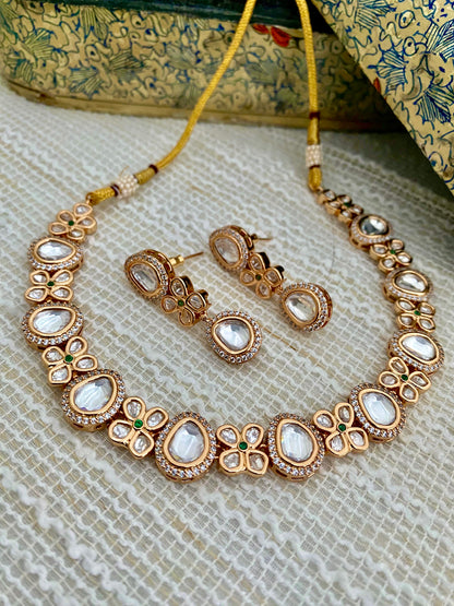 ELLIE POLKI CZ SINGLE LINE NECKLACE SET