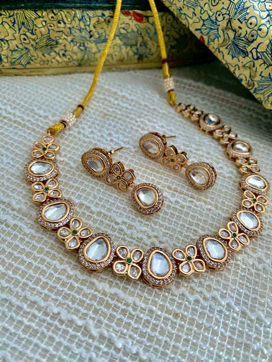 ELLIE POLKI CZ SINGLE LINE NECKLACE SET