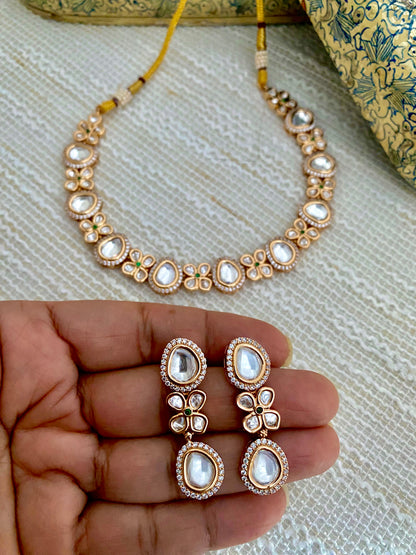 ELLIE POLKI CZ SINGLE LINE NECKLACE SET