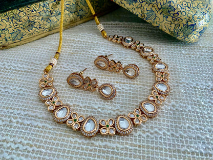 ELLIE POLKI CZ SINGLE LINE NECKLACE SET
