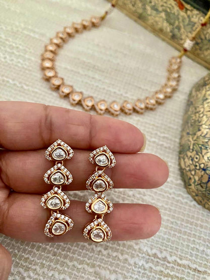 ARIANA POLKI & CZ SINGLE LINE SWEETHEART NECKLACE SET