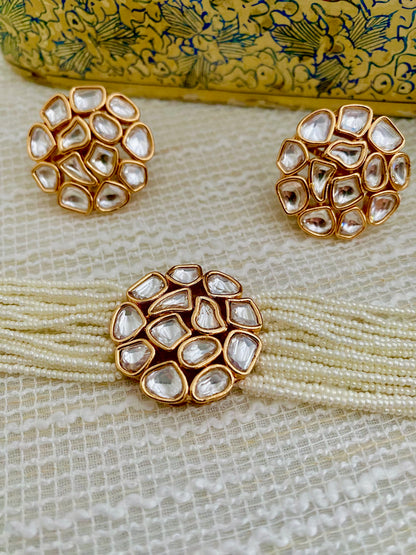 AAMEYA POLKI PEARL CHOKER SET