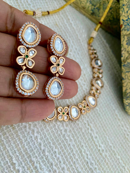 ELLIE POLKI CZ SINGLE LINE NECKLACE SET