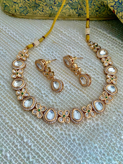 ELLIE POLKI CZ SINGLE LINE NECKLACE SET