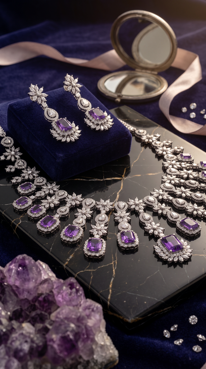 ARIN AMETHYST BLOOM CASCADE NECKLACE SET