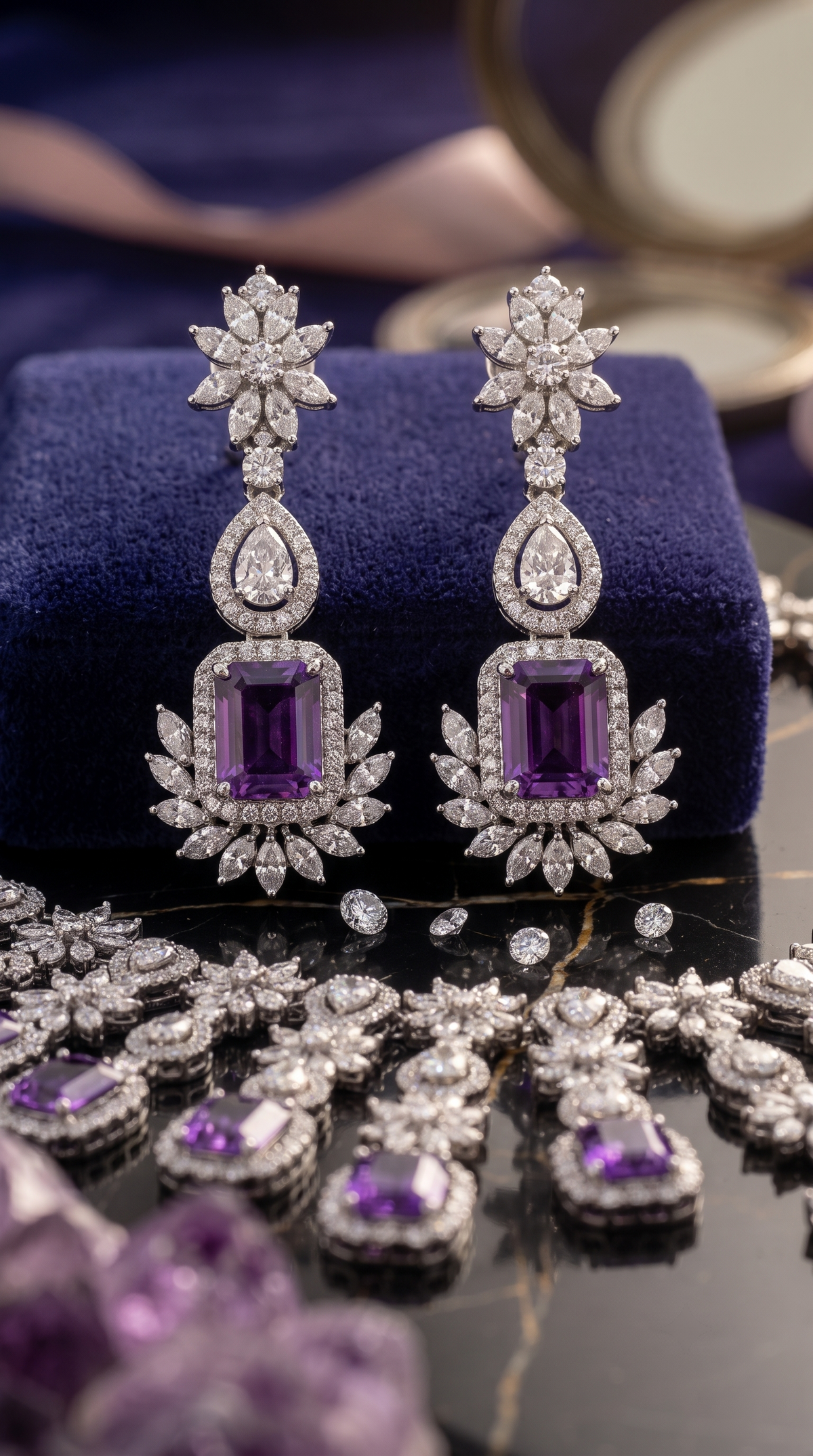 ARIN AMETHYST BLOOM CASCADE NECKLACE SET