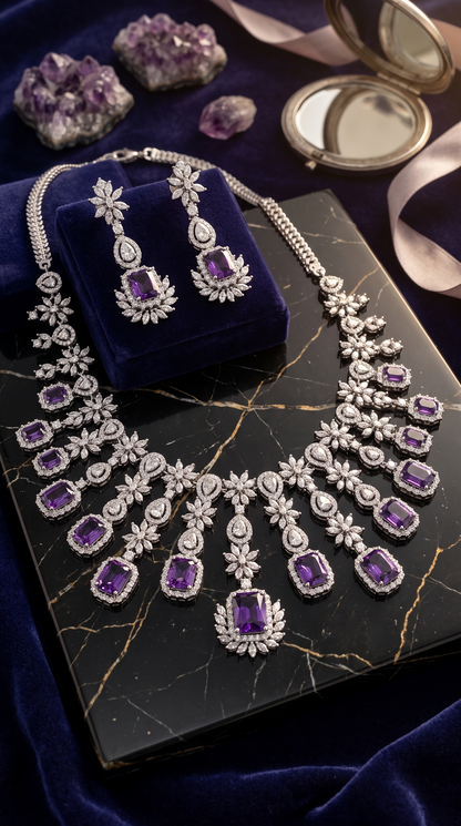 ARIN AMETHYST BLOOM CASCADE NECKLACE SET
