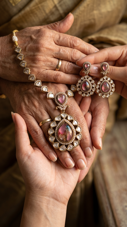 Devika Agate Pendant Necklace Set