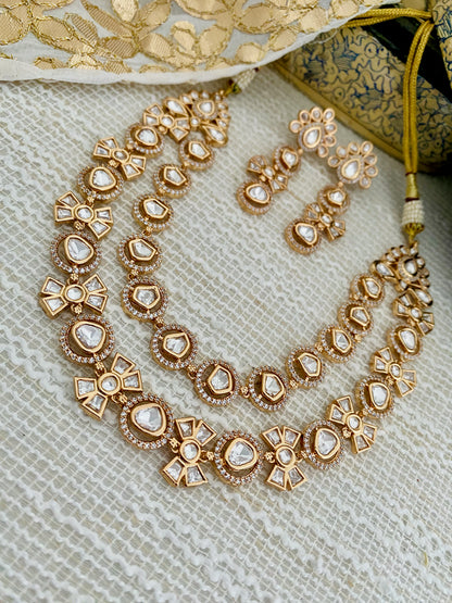 SIYONA LAYERED POLKI CZ NECKLACE SET