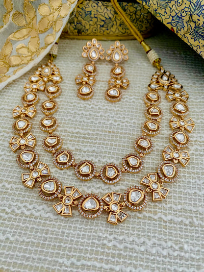 SIYONA LAYERED POLKI CZ NECKLACE SET