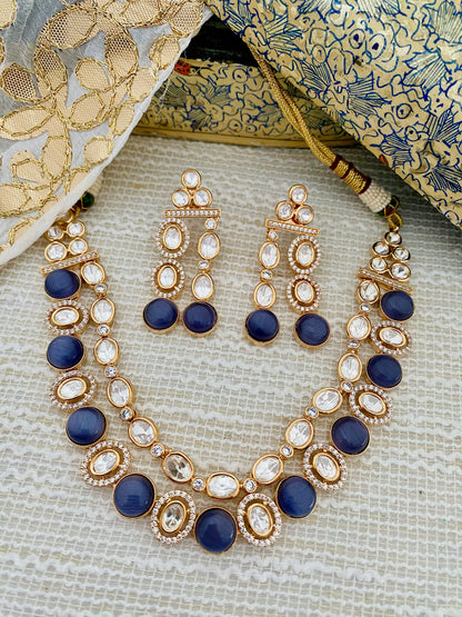 RUHI LAYERED POLKI CZ NECKLACE SET