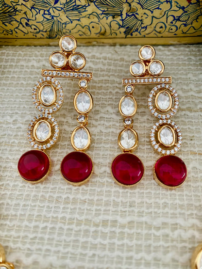 RUHI LAYERED POLKI CZ NECKLACE SET