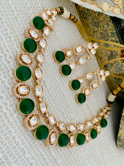 RUHI LAYERED POLKI CZ NECKLACE SET