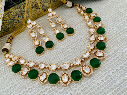 RUHI LAYERED POLKI CZ NECKLACE SET