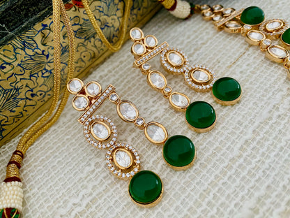 RUHI LAYERED POLKI CZ NECKLACE SET