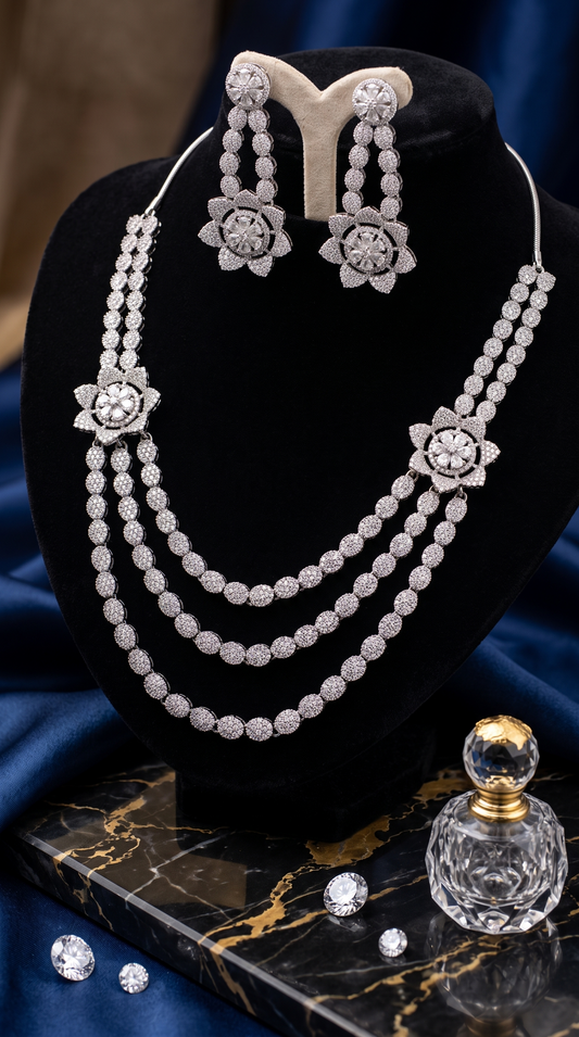 SIDRA CZ MULTISTRAND NECKLACE SET