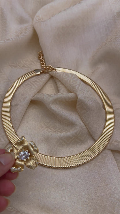 Lorna Hasli necklace with magnetic cz flower button