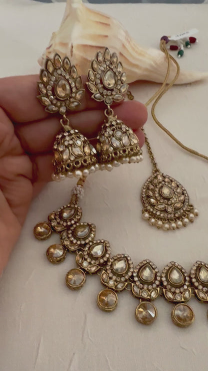 SOHA ANTIQUE GOLD BRONZE NECKLACE SET
