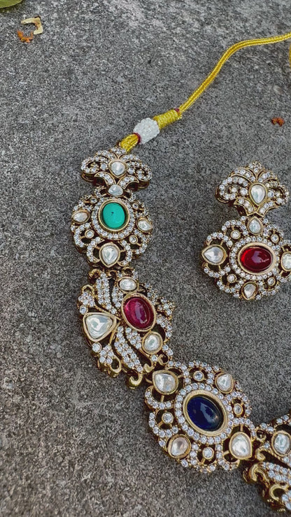 NAAYA VICTORIAN NAVRATAN NECKLACE SET