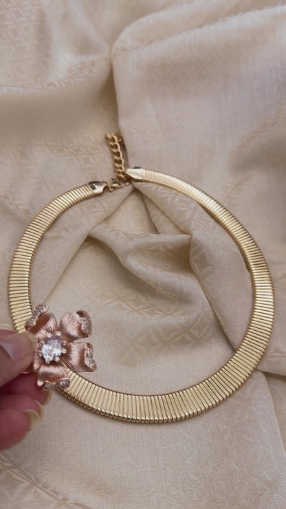 Lorna Hasli necklace with magnetic cz flower button