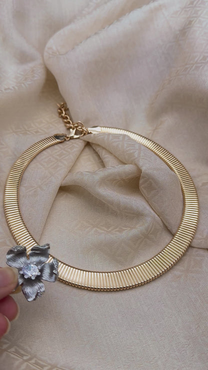 Lorna Hasli necklace with magnetic cz flower button