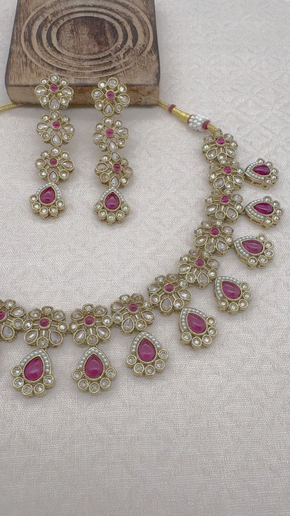 RIMAYA RUBY-PINK NECKLACE SET
